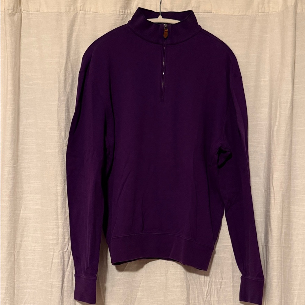 Men's Vintage Polo Ralph Lauren Purple Half-Zip Sweatshirt Size Medium